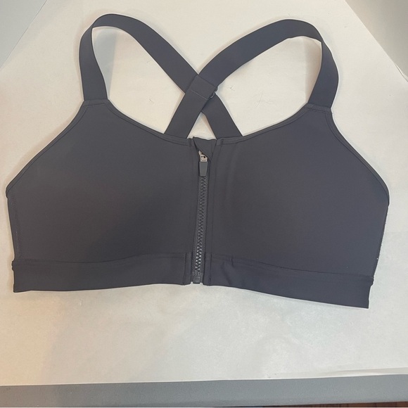 Ideology Black High-Impact Sports Bra with Front Zipper cross back straps L - Picture 3 of 10